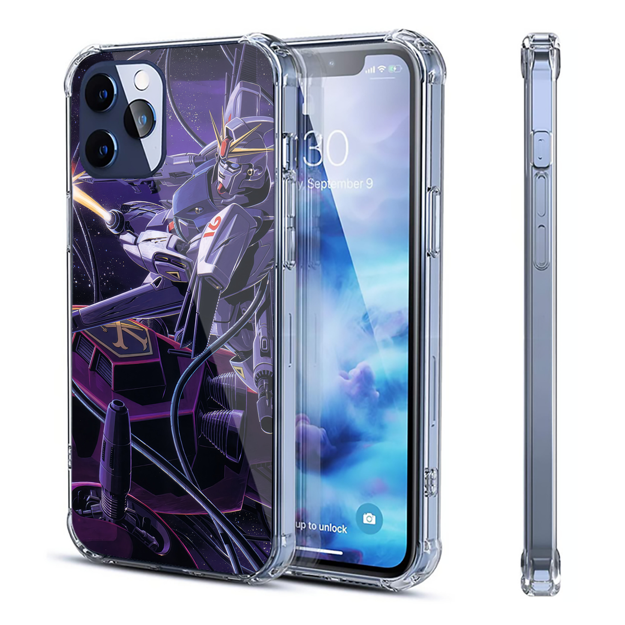 （画像用） 機動戦士ガンダム Mobile Suit Gundam 【iPhone 12シリーズ対応】透明スマホケース（クリアソフトケース）